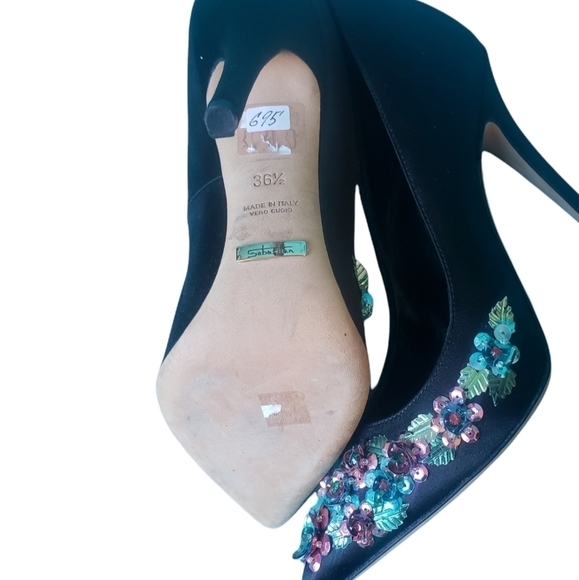 Sebastian Satin Heels With Floral Sequin - Picture 5 of 10